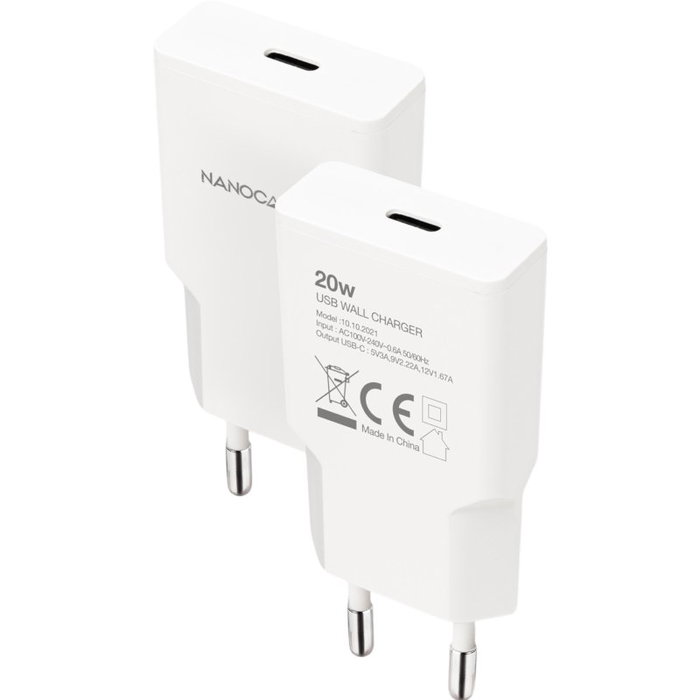 Nanocable Cargador USB-C/PD 20W Blanco